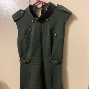 Military style above knee dress.